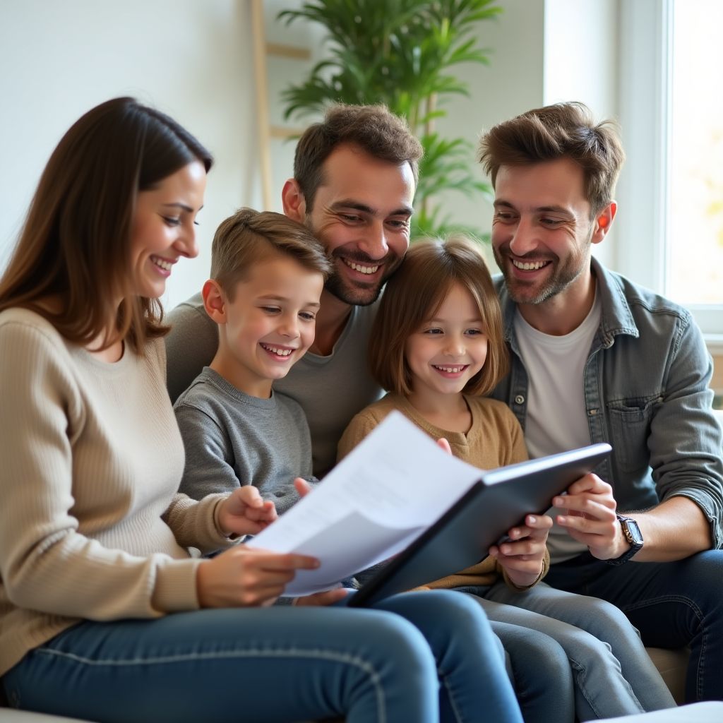 Familia planificando su futuro financiero