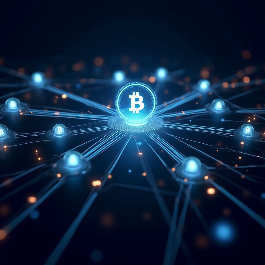 Representación visual de activos digitales y blockchain